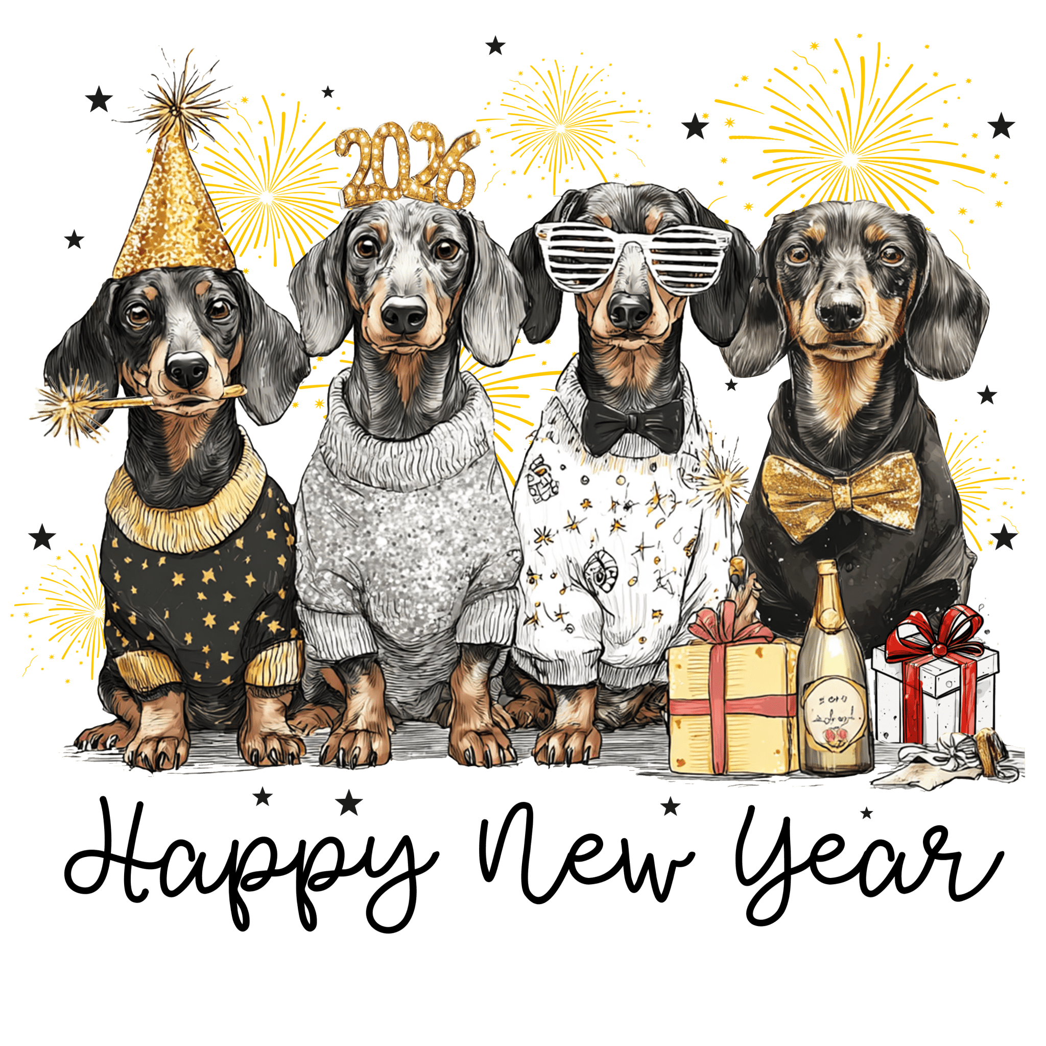 NY3 - New Year Dog DTF Transfer - My Vinyl Craft