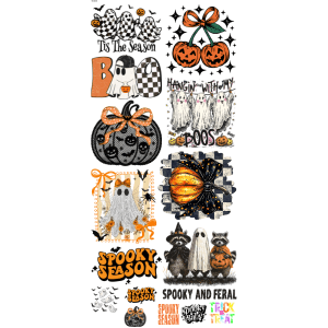 Orange/Black Halloween Pre - Made Gangsheet - My Vinyl Craft