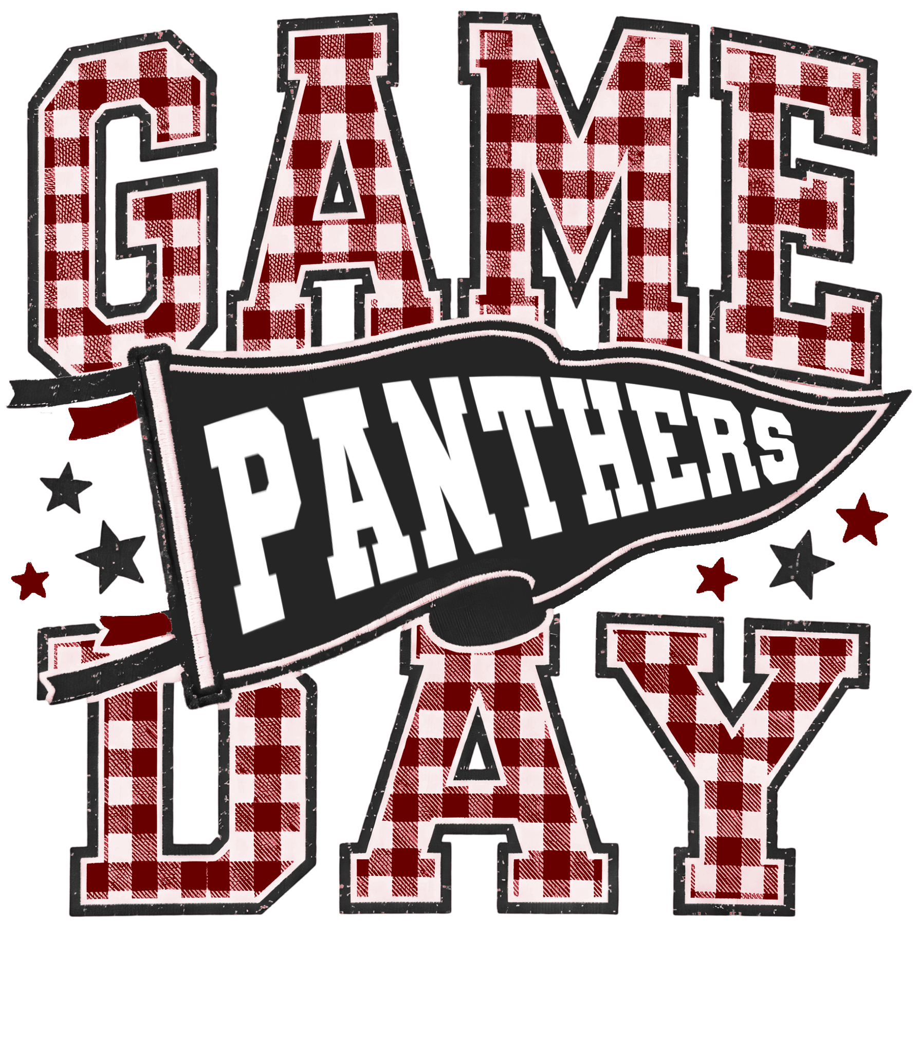 Panthers Gingham Maroon DTF Transfer - My Vinyl Craft