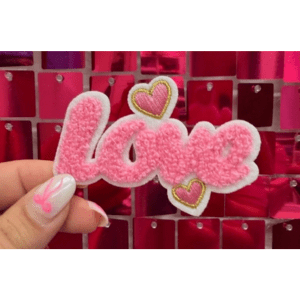 Pink Fuzzy Love Iron On Patch - My Vinyl Craft