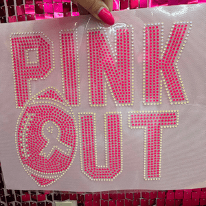 Pink Out Rhinestone Iron On Transfer - My Vinyl Craft