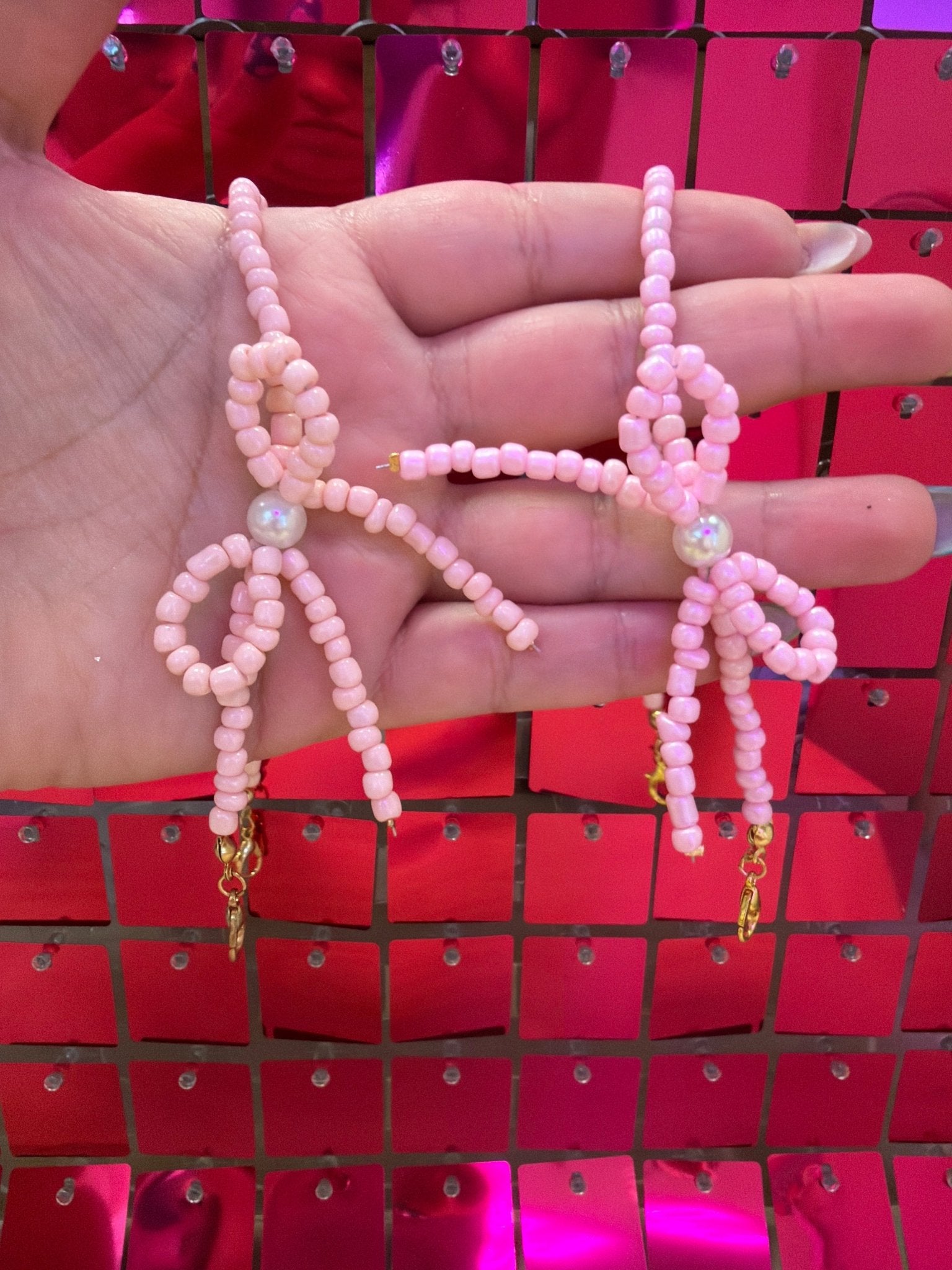 Pink Pearl Bow Hat Chain - My Vinyl Craft