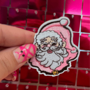 Pink Santa Iron On Patch - My Vinyl Craft