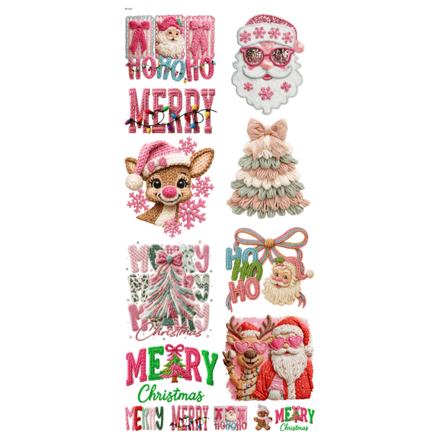 Pink Yarn Christmas Pre - Made Gangsheet - My Vinyl Craft