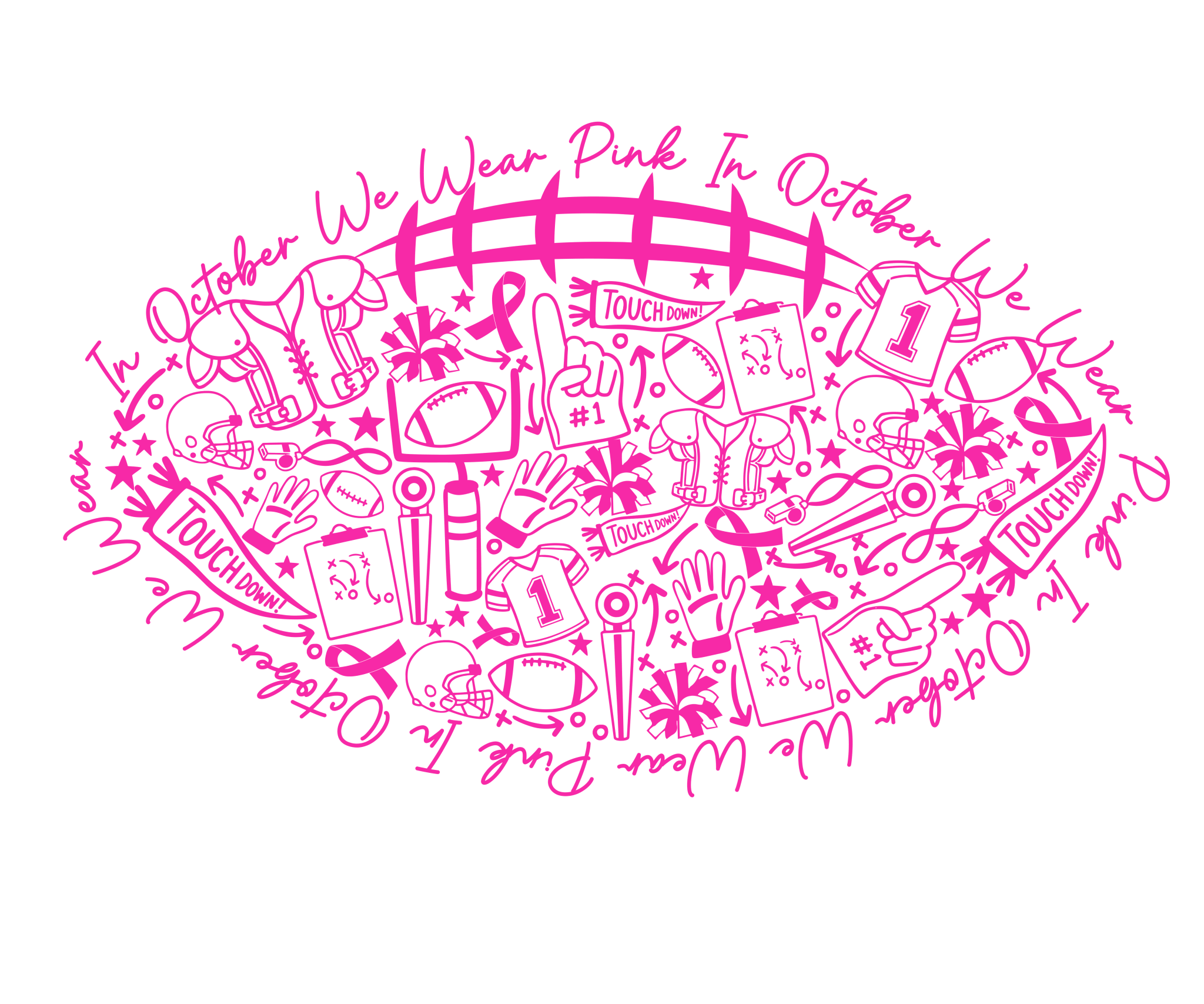 PO1 - Pink Out Football DTF Transfer - My Vinyl Craft