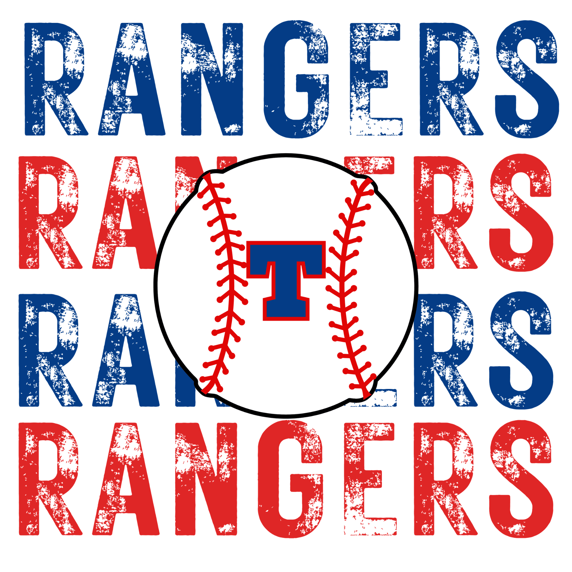 R5 - Rangers Distressed DTF Transfer - My Vinyl Craft