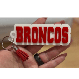 Red Broncos Acrylic Keychain - My Vinyl Craft