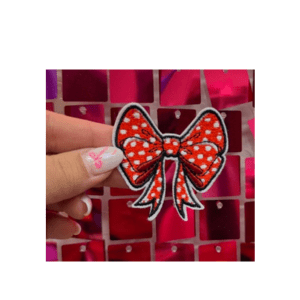Red Dot Bow Iron On Patch - My Vinyl Craft
