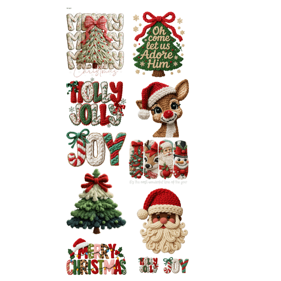 Red Green Yarn Christmas Pre - Made Gangsheet - My Vinyl Craft