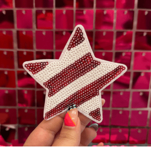 Red White Striped Iron On Patch - My Vinyl Craft