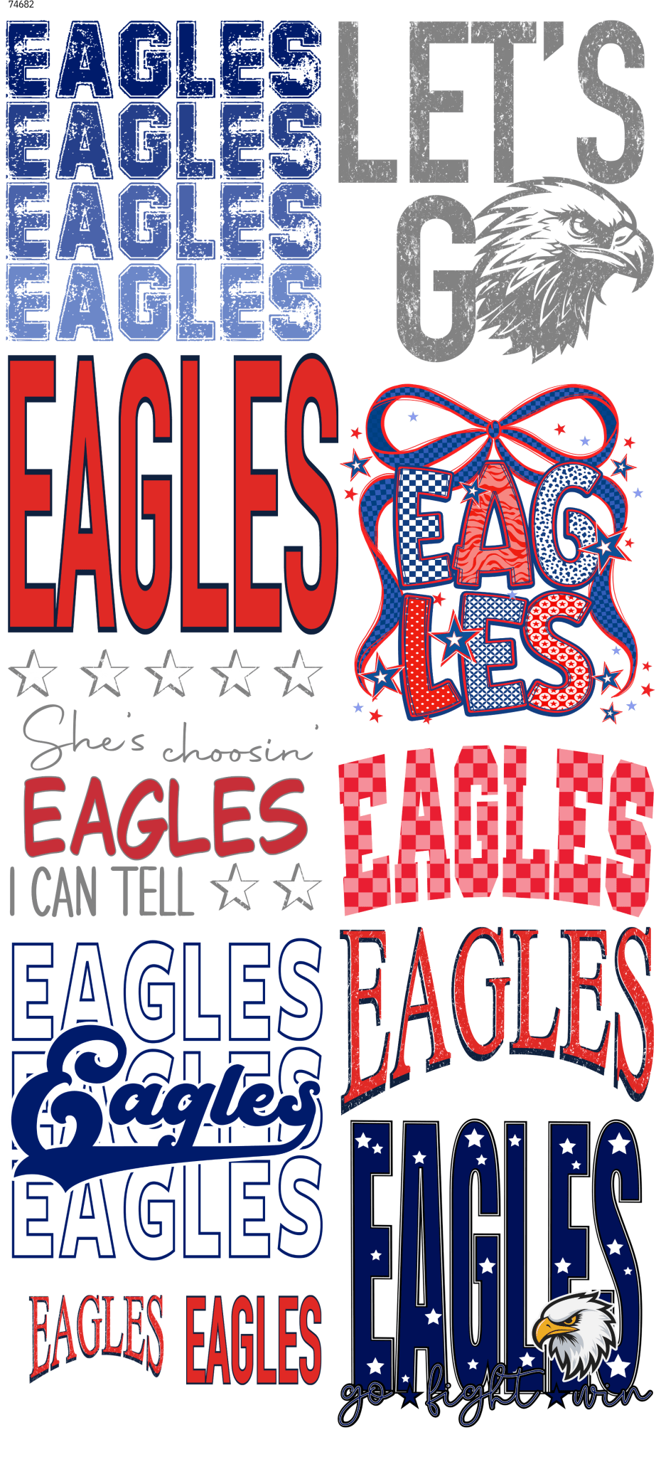 RWB Eagles 26 Pre-Made DTF Gangsheet - My Vinyl Craft