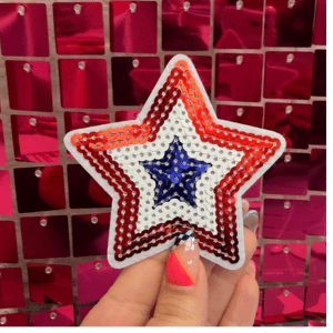 RWB Sequins Stars Iron On Patch - My Vinyl Craft