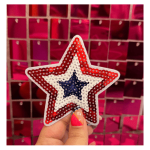 RWB Sequins Stars Iron On Patch - My Vinyl Craft