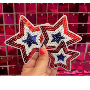 RWB Sequins Stars Iron On Patch - My Vinyl Craft