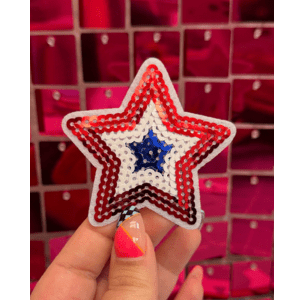 RWB Sequins Stars Iron On Patch - My Vinyl Craft