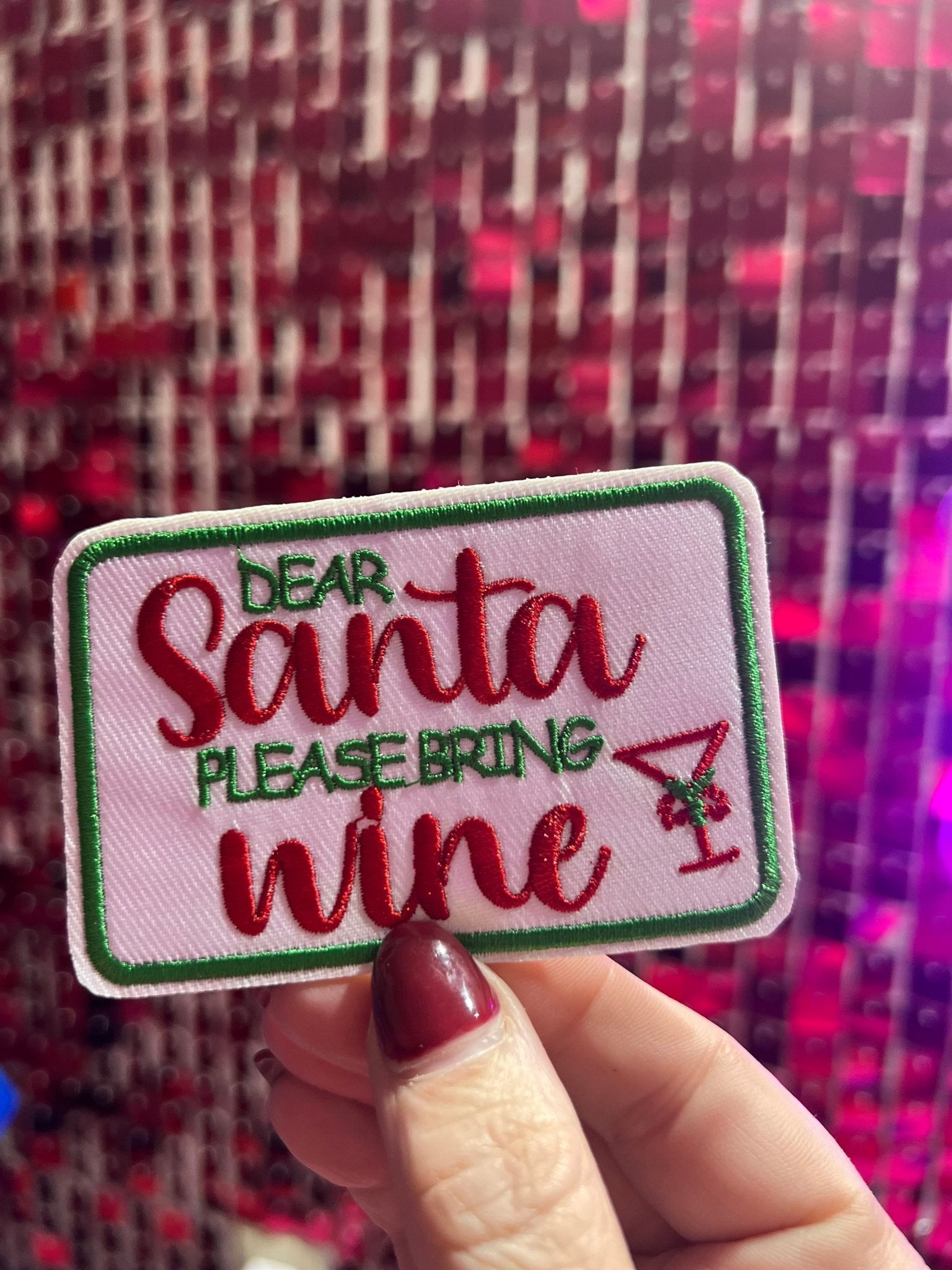 Santa Wine Please Iron On Patch - My Vinyl Craft