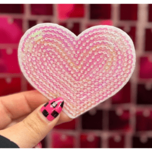 Sequins Hearts Iron On Patch - My Vinyl Craft