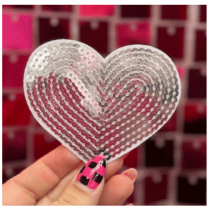 Sequins Hearts Iron On Patch - My Vinyl Craft