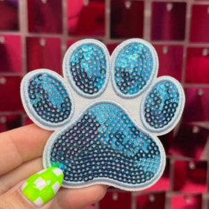 Sequins Paw Prints Iron On Patch - My Vinyl Craft