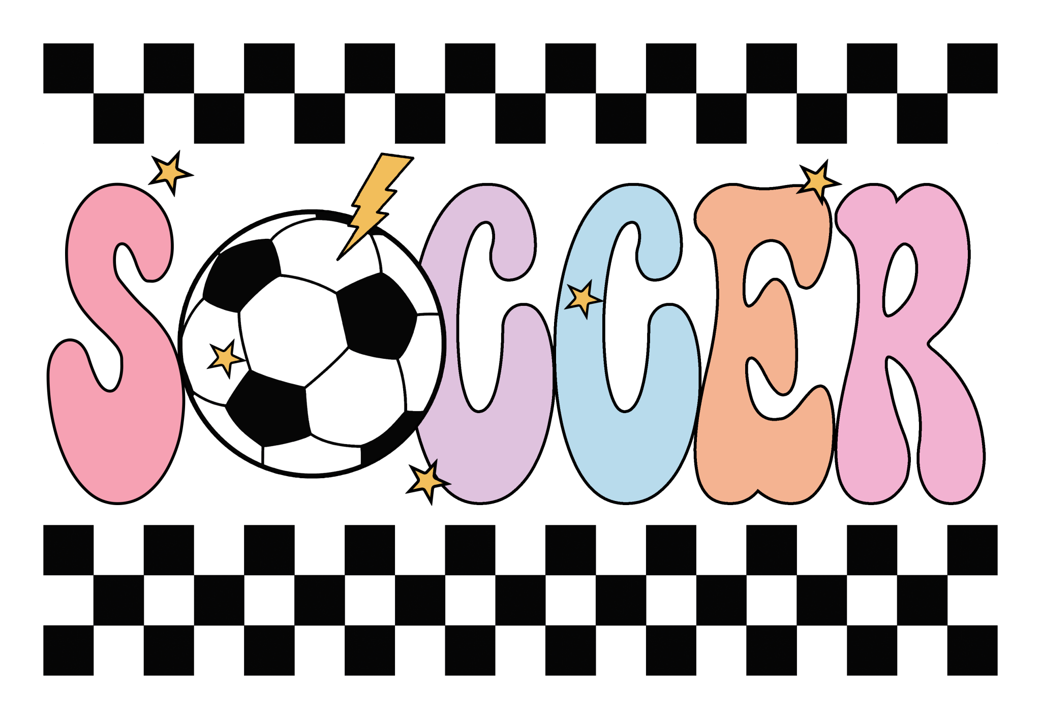 Soccer Checkered DTF Transfer - My Vinyl Craft