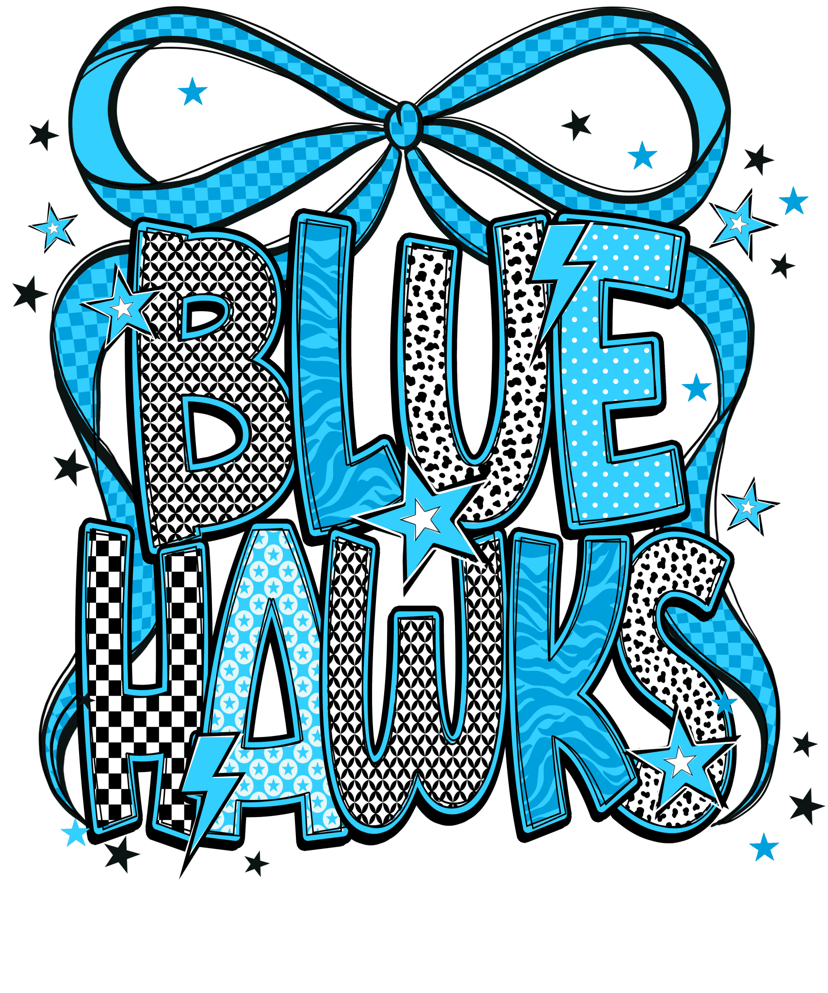 SP106 - Star Bow Blue Hawks DTF Transfer - My Vinyl Craft