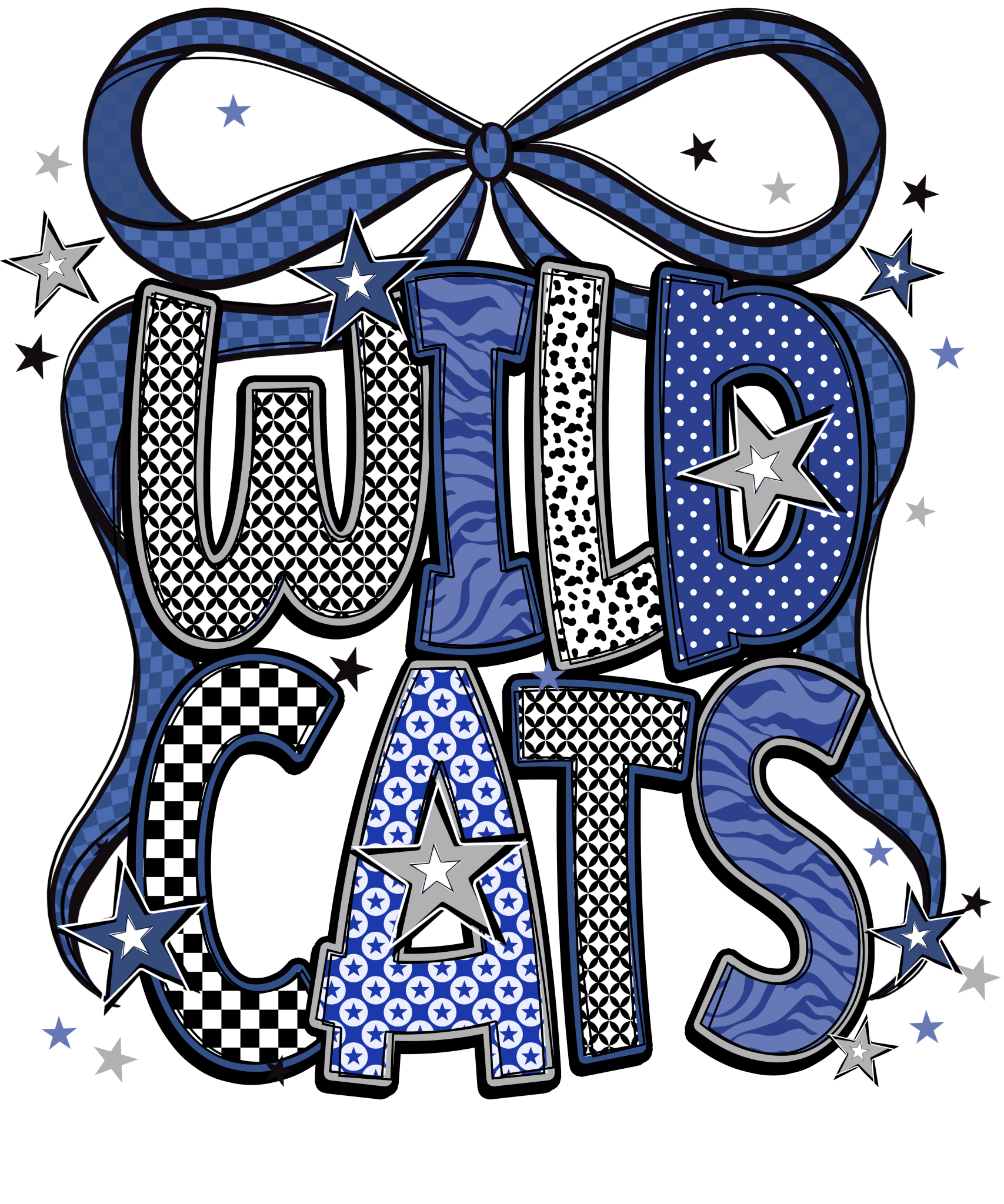 SP107 - Star Bow Wildcats DTF Transfer - My Vinyl Craft