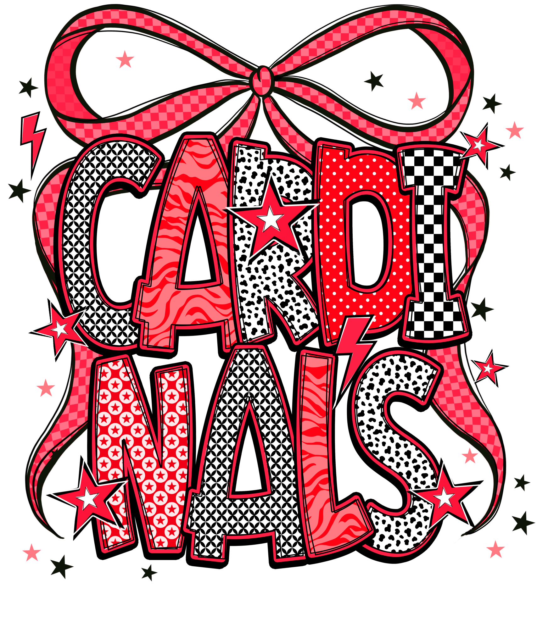 SP115 - Star Bow Cardinals DTF Transfer - My Vinyl Craft