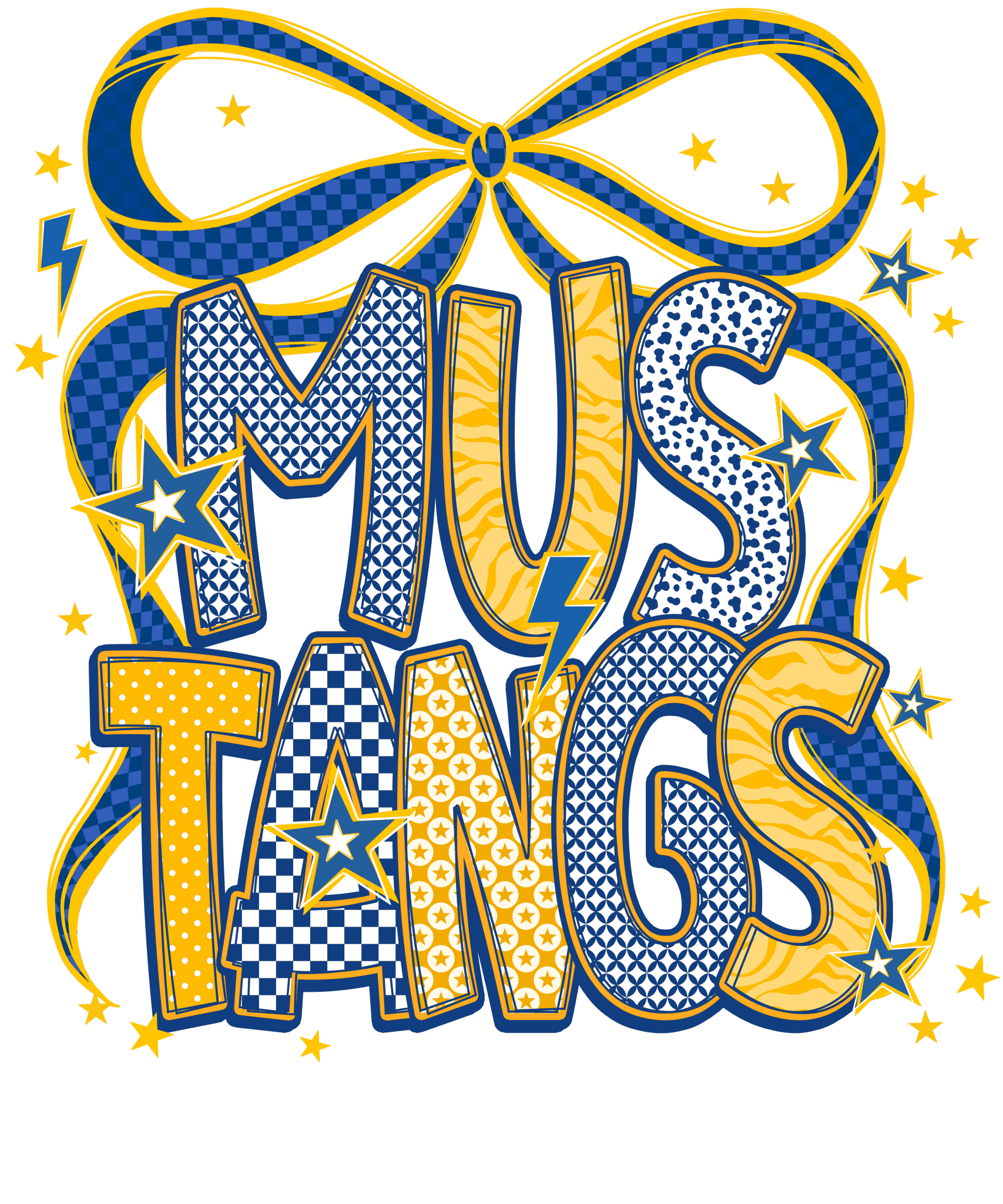 SP116 - Star Bow Mustangs Yellow/Blue DTF Transfer - My Vinyl Craft