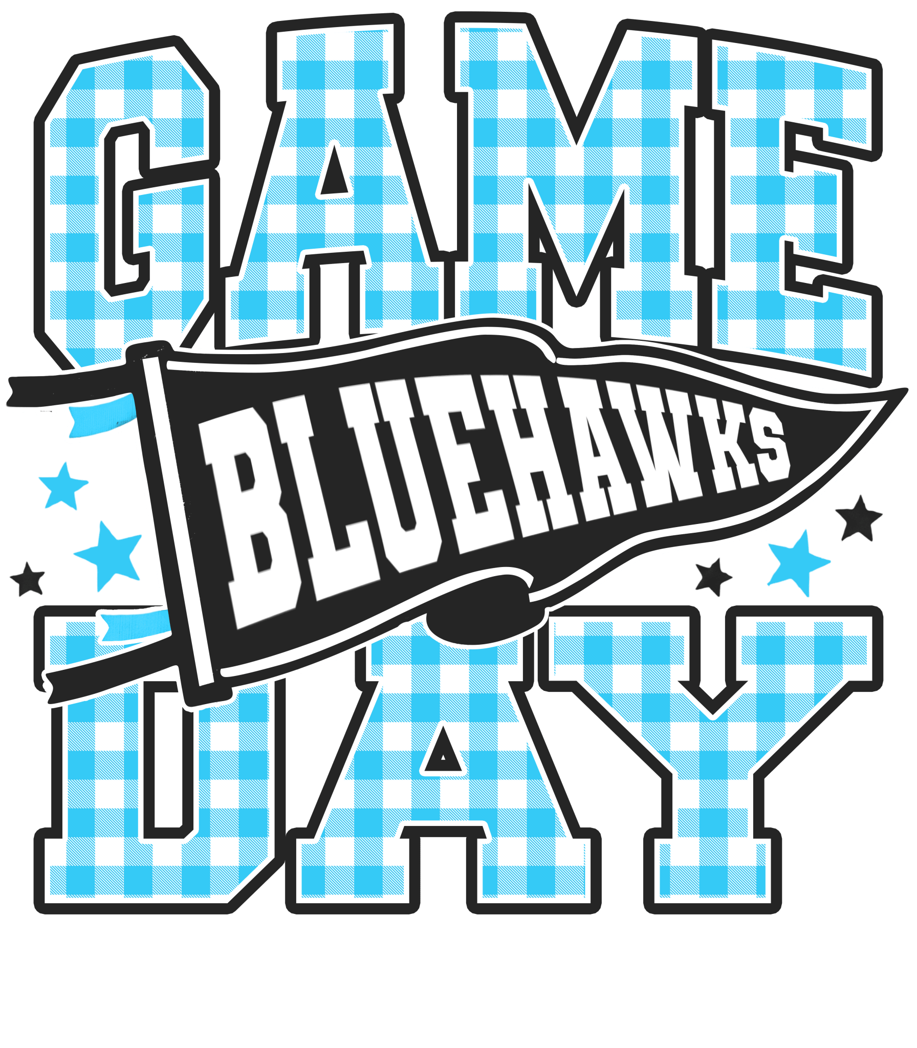 SP119 - Blue Hawks Gingham DTF Transfer - My Vinyl Craft
