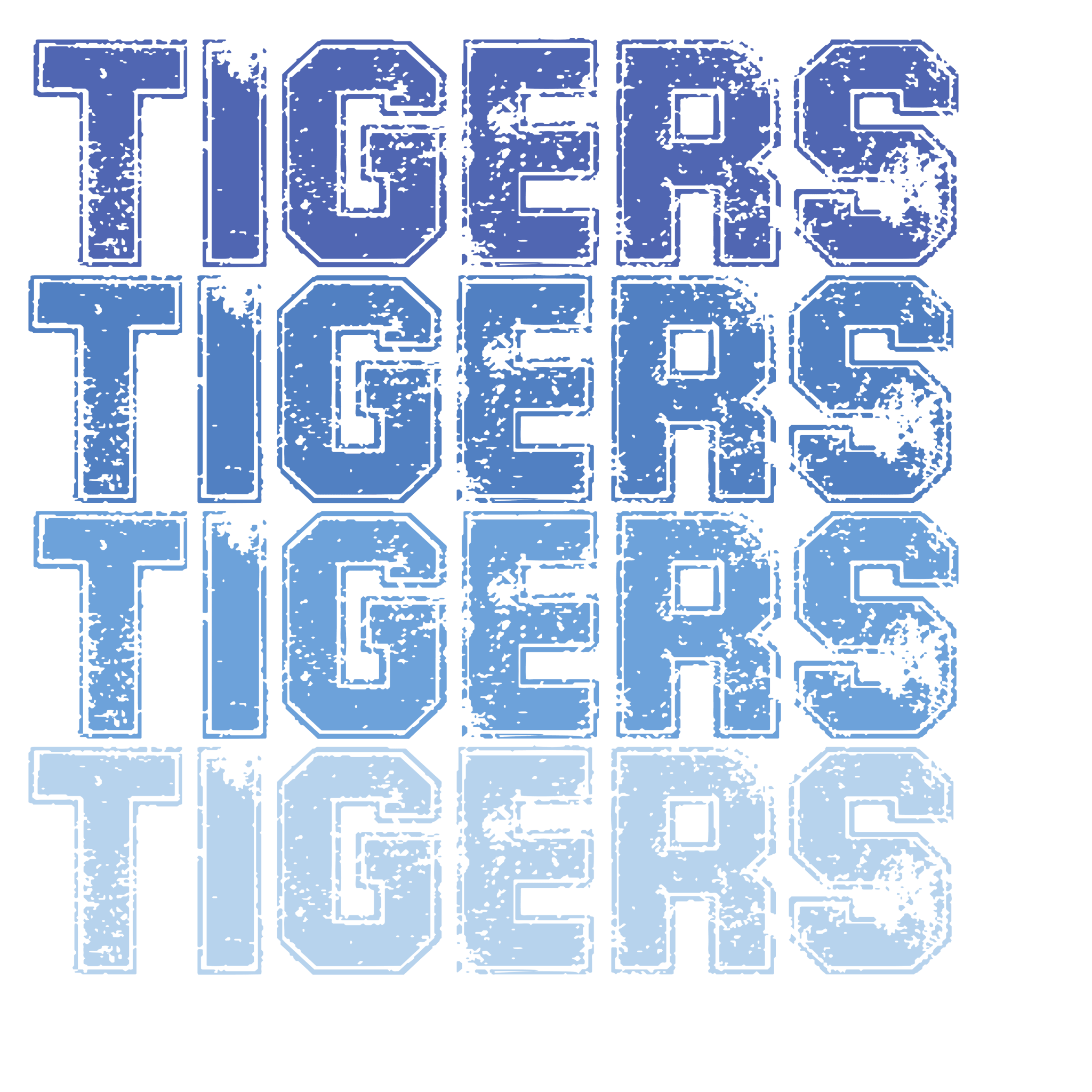 SP38 Stacked Ombre Blue Tigers DTF Transfer - My Vinyl Craft