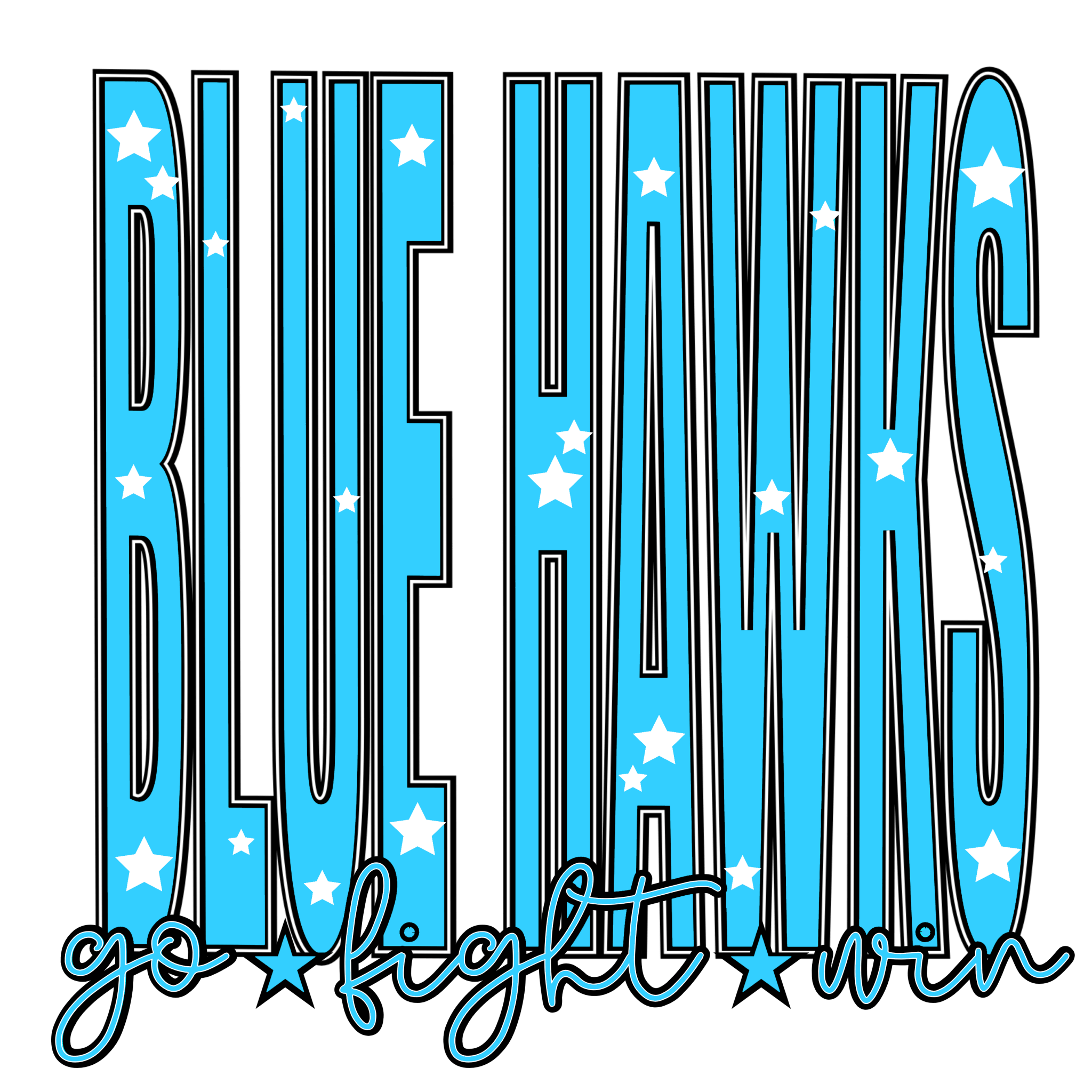 SP73 - Let's Go Blue Hawks DTF Transfer - My Vinyl Craft