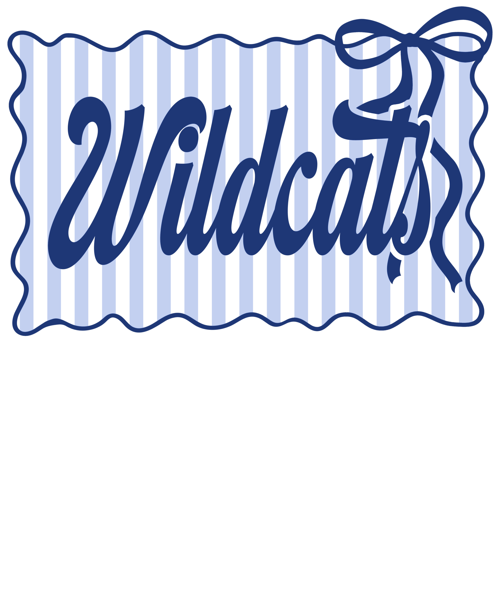 SP81 - Striped Bow Wildcats DTF Transfer - My Vinyl Craft