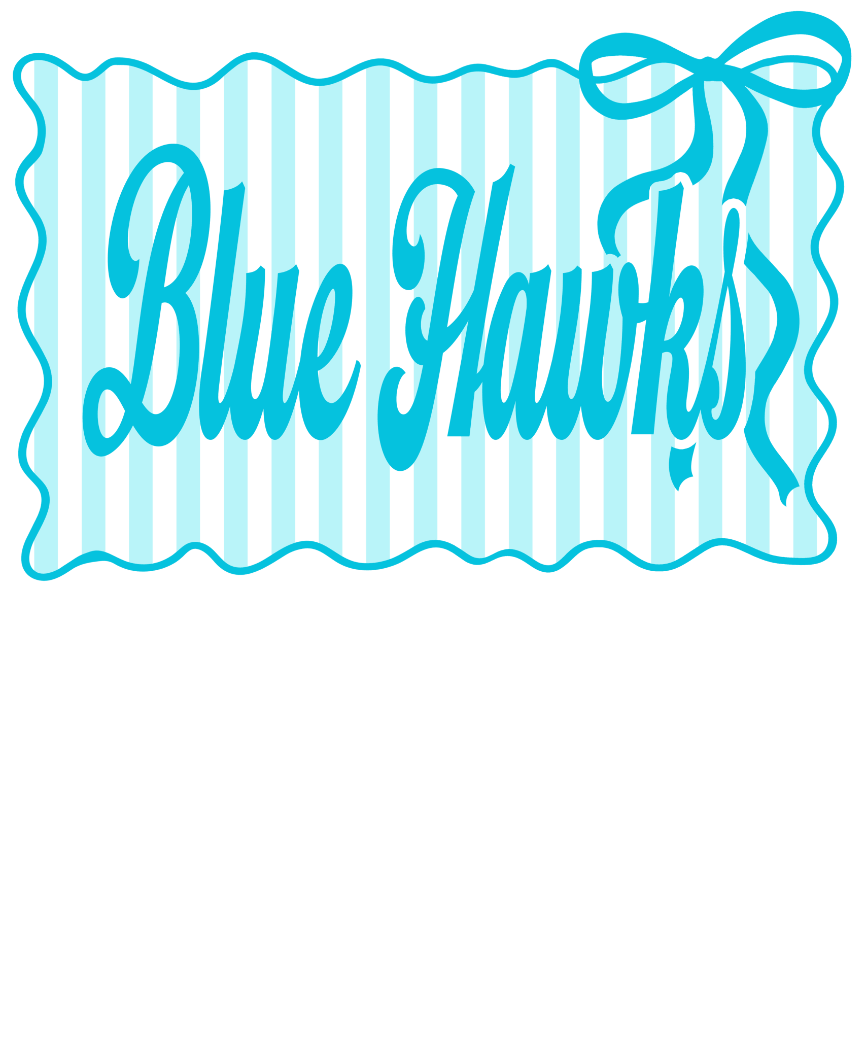 SP82 - Striped Bow Blue Hawks DTF Transfer - My Vinyl Craft
