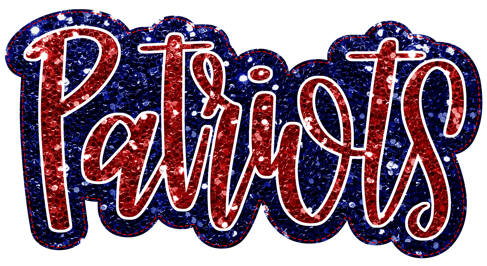 SS11 - Patriots Faux Glitter DTF Transfer - My Vinyl Craft