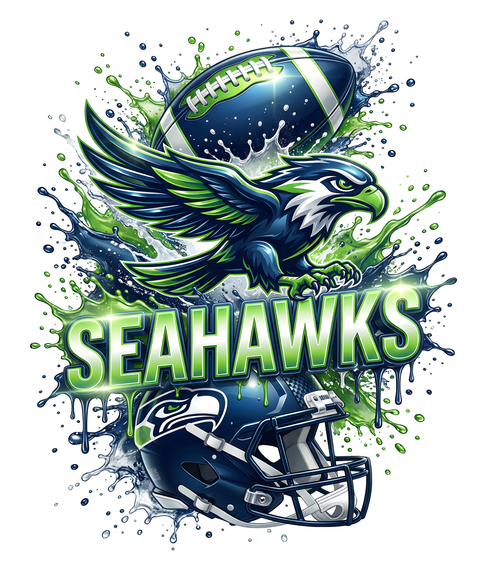 SS20 - Seahawk Splatter DTF Transfer - My Vinyl Craft