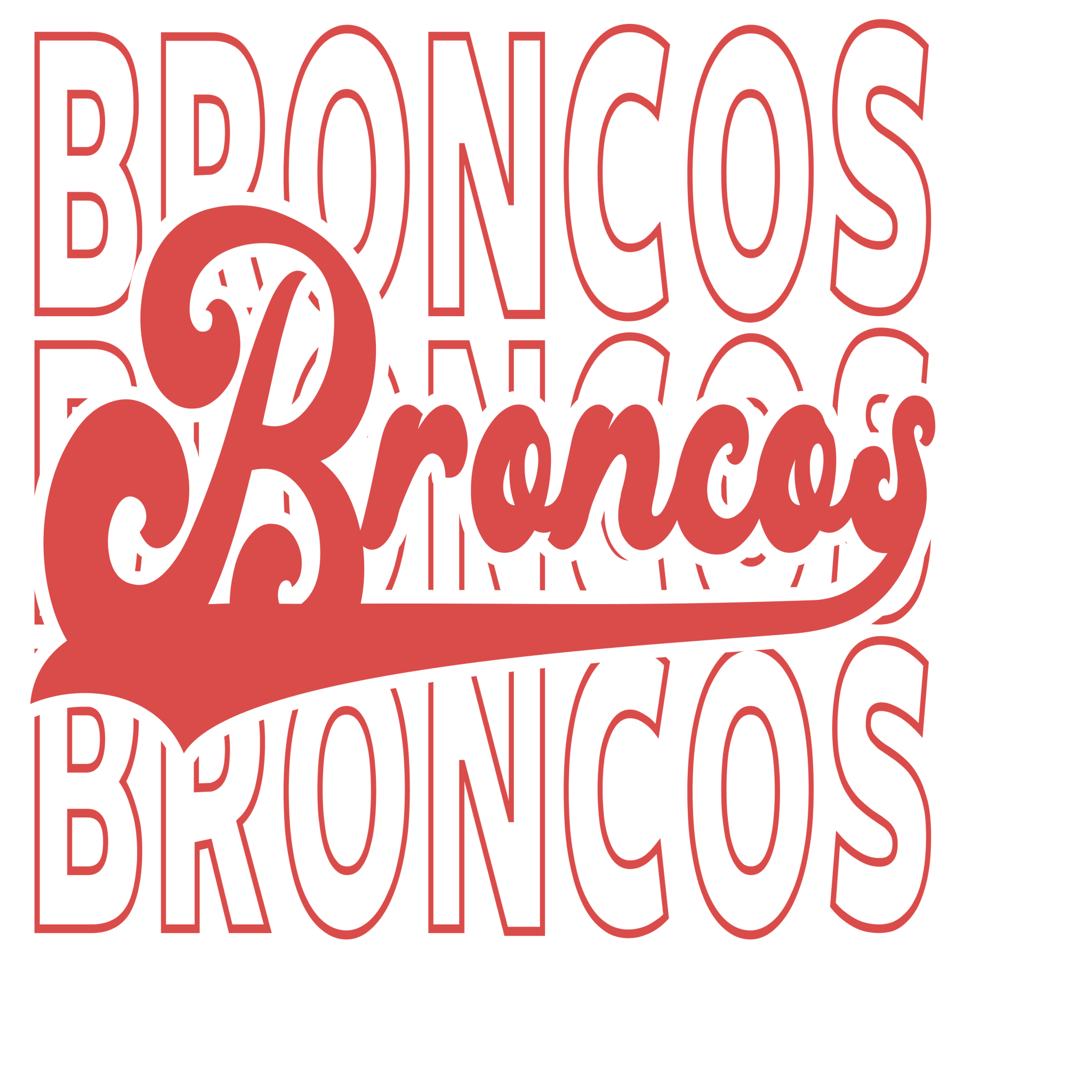 Stacked Varsity Broncos DTF Transfer - My Vinyl Craft