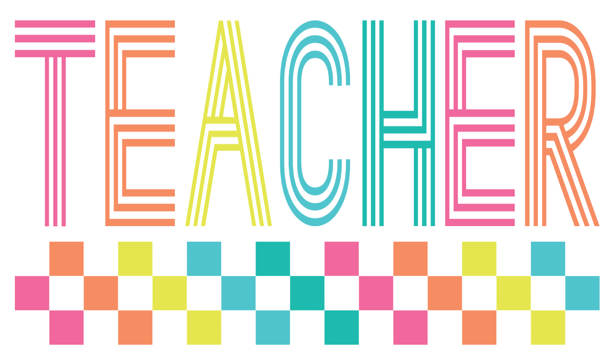 T12 - Retro Line Teacher DTF Transfer - My Vinyl Craft