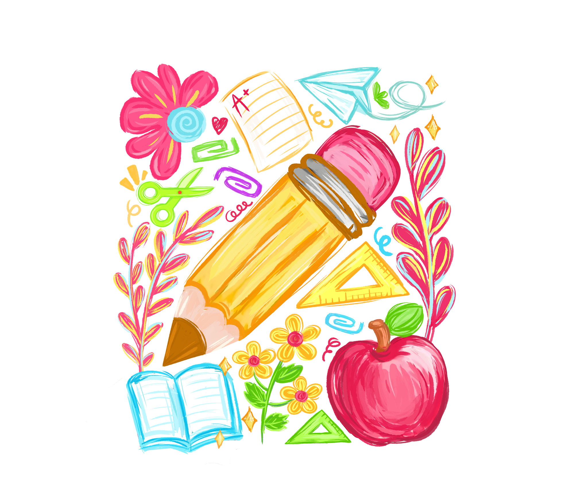 T16 - Floral Teacher Doodle DTF Transfer - My Vinyl Craft