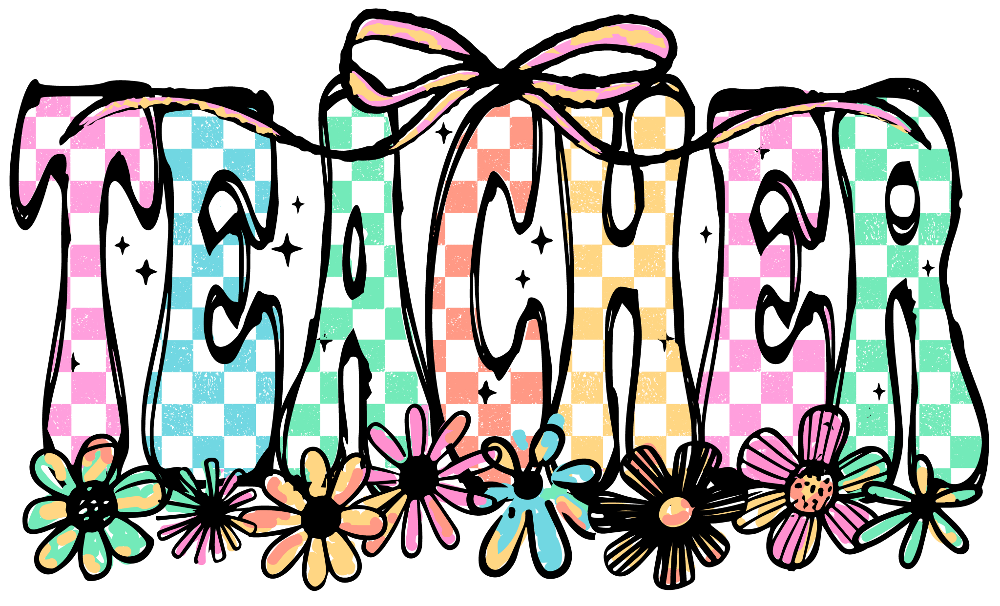 T8 - Teacher Checkered DTF Transfer - My Vinyl Craft