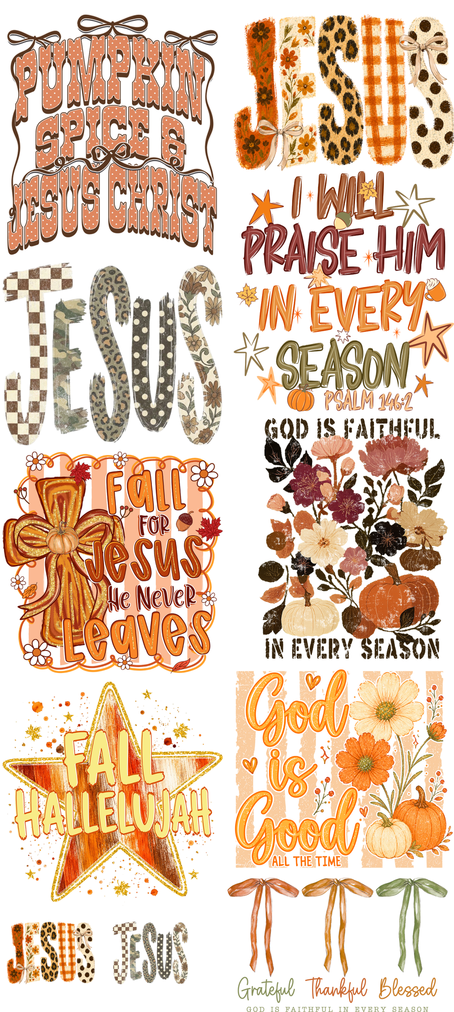 Thankful & Faithful Pre-Made DTF Gangsheet - My Vinyl Craft