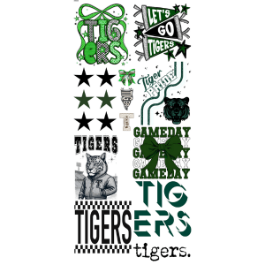 Tigers Green Spiritwear Pre - Made Gang Sheet - My Vinyl Craft