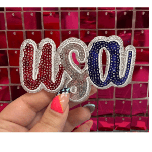 USA Script Letters Iron On Patch - My Vinyl Craft