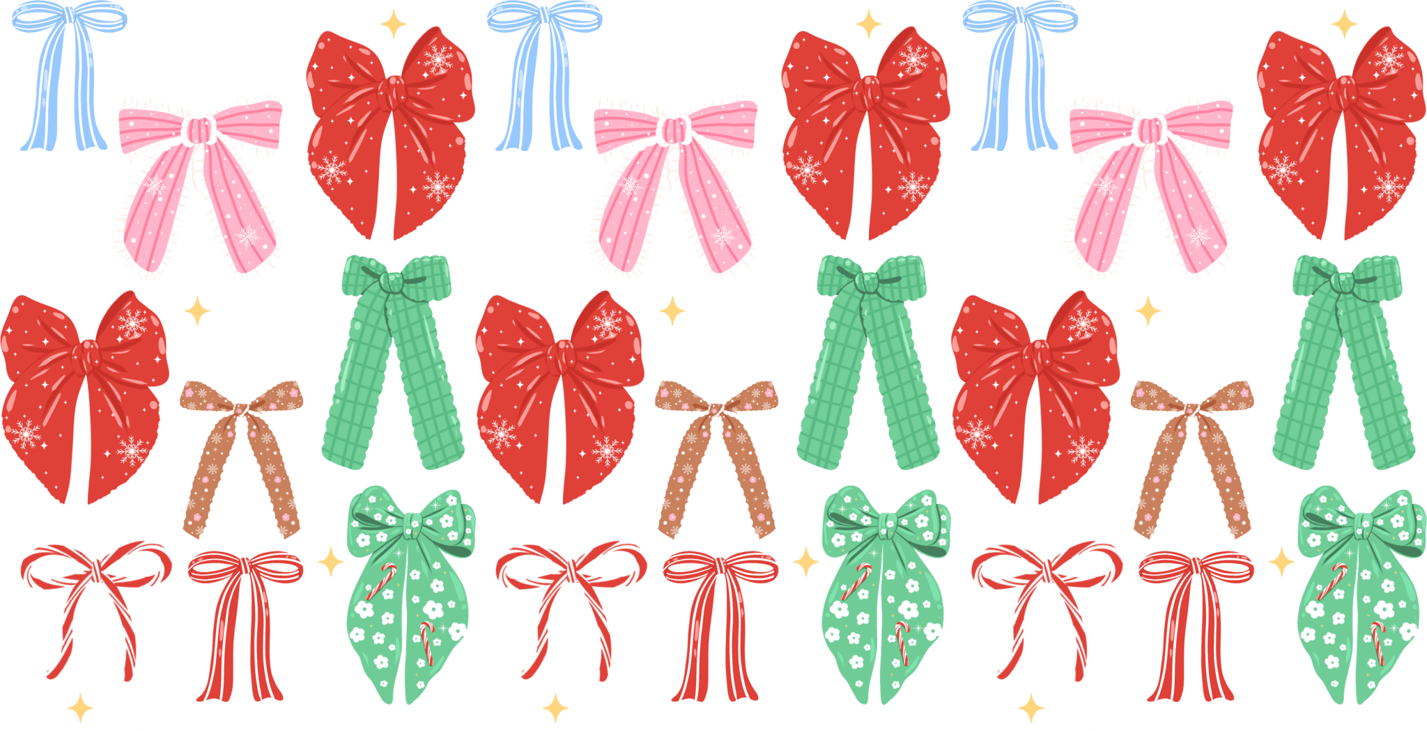 UV10 - Girly Christmas Bows UV DTF Cup Wrap - My Vinyl Craft