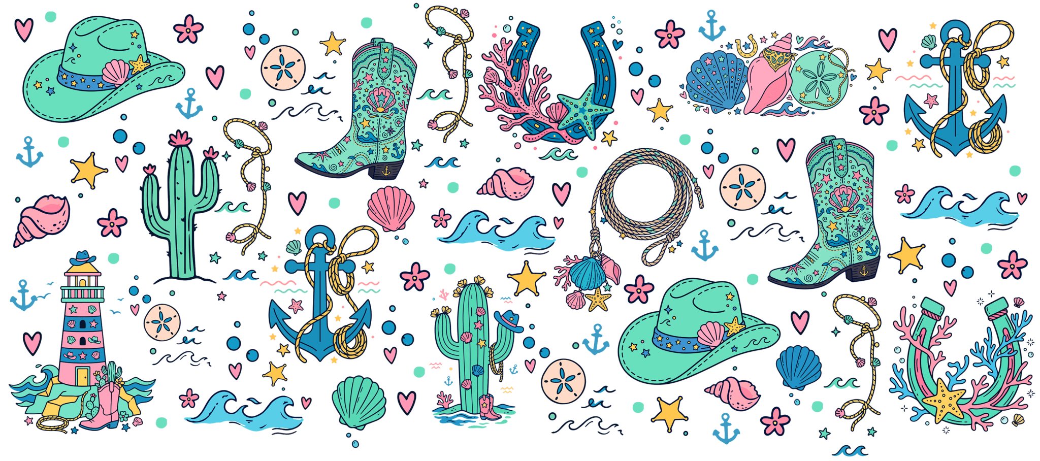 UV104 - Coastal Cowgirl Vibes UV DTF Cup Wrap - My Vinyl Craft