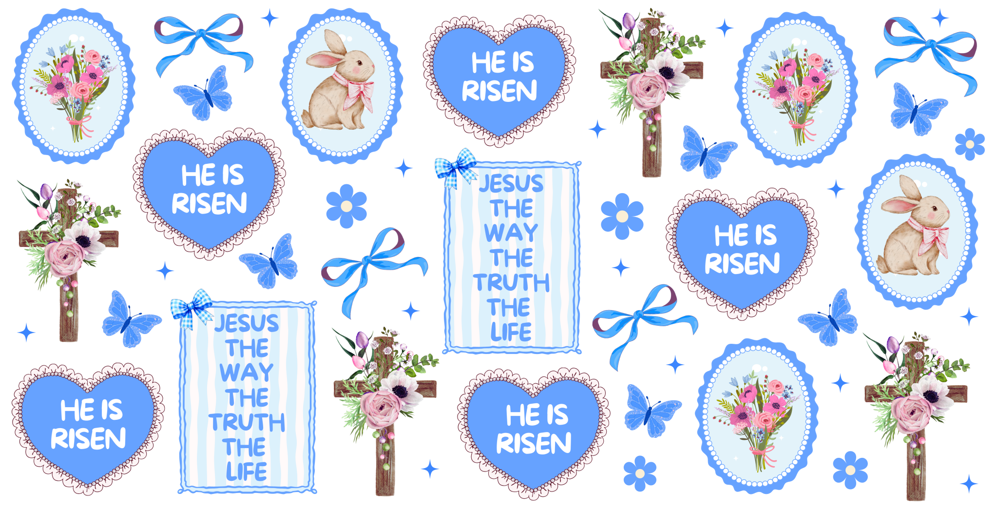 UV11 - He Is Risen Blue UV DTF Cup Wrap - My Vinyl Craft