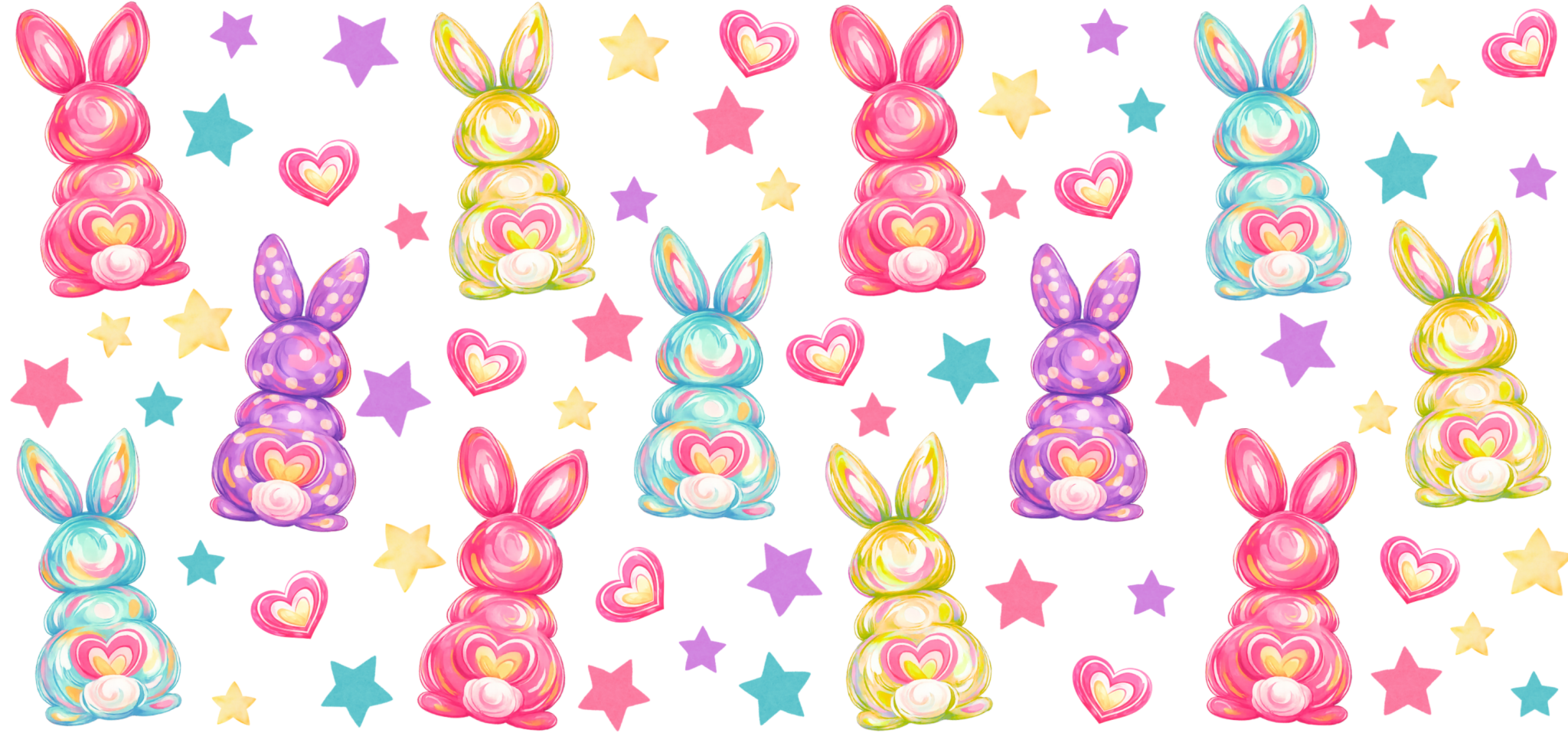 UV115 - Colorful Bunny Butts UV DTF Cup Wrap - My Vinyl Craft