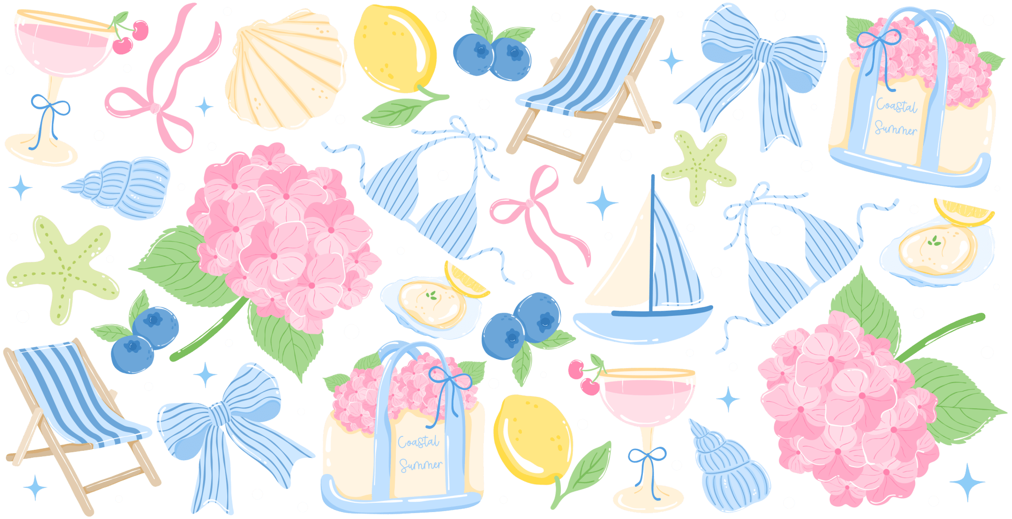 UV117 - Hampton Summer UV DTF Cup Wrap - My Vinyl Craft