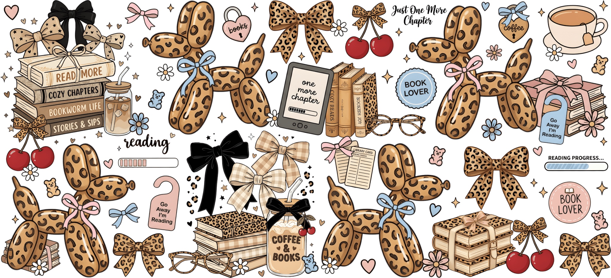 UV119 - Leopard Balloon Books UV DTF Cup Wrap - My Vinyl Craft