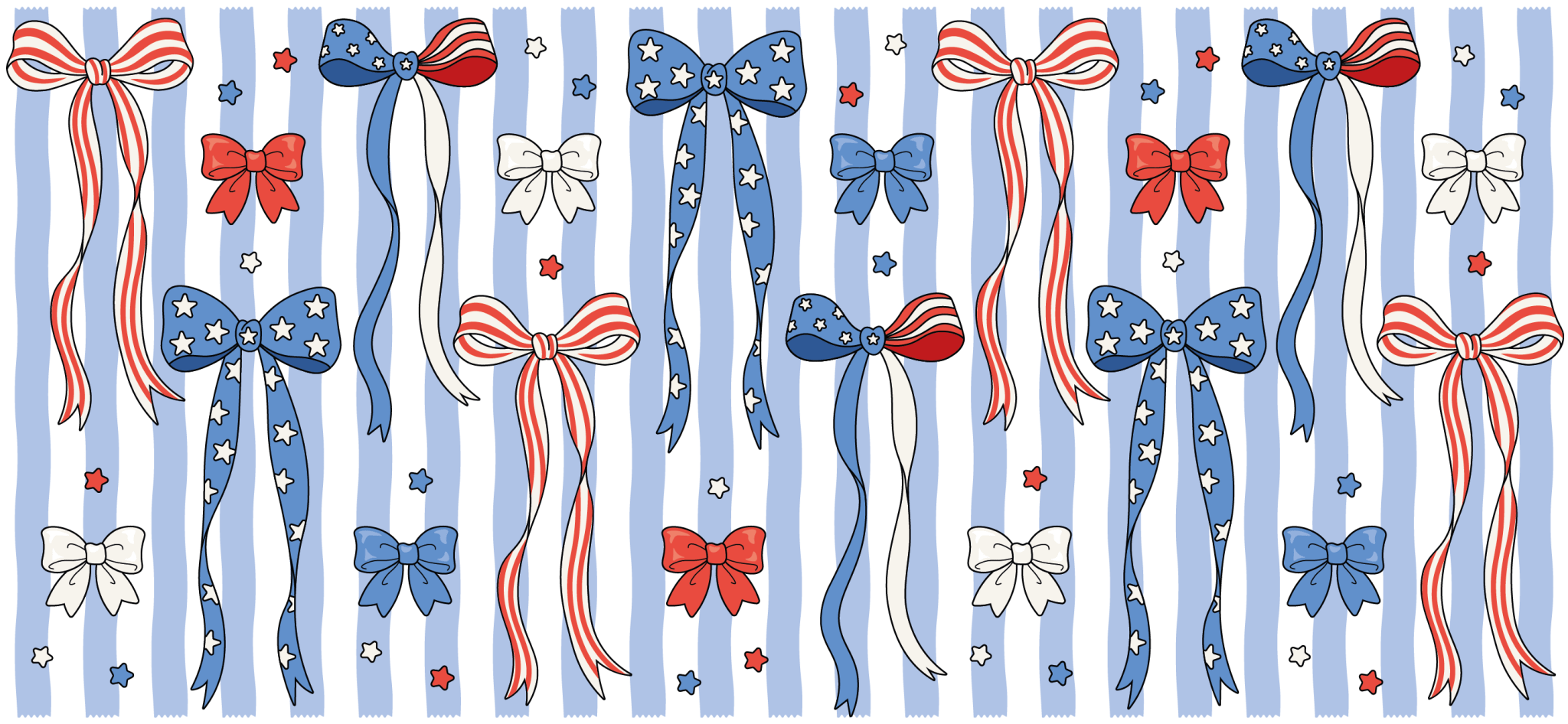 UV123 - RWB Ribbon Bow UV DTF Cup Wrap - My Vinyl Craft