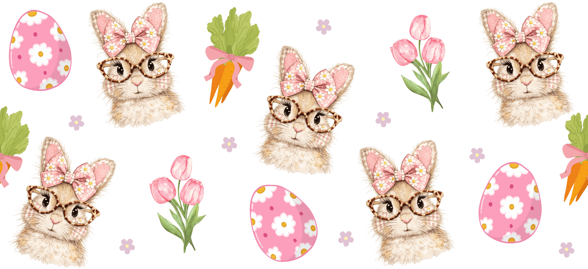 UV135 - Cute Bunny Glasses UV DTF Cup Wrap - My Vinyl Craft
